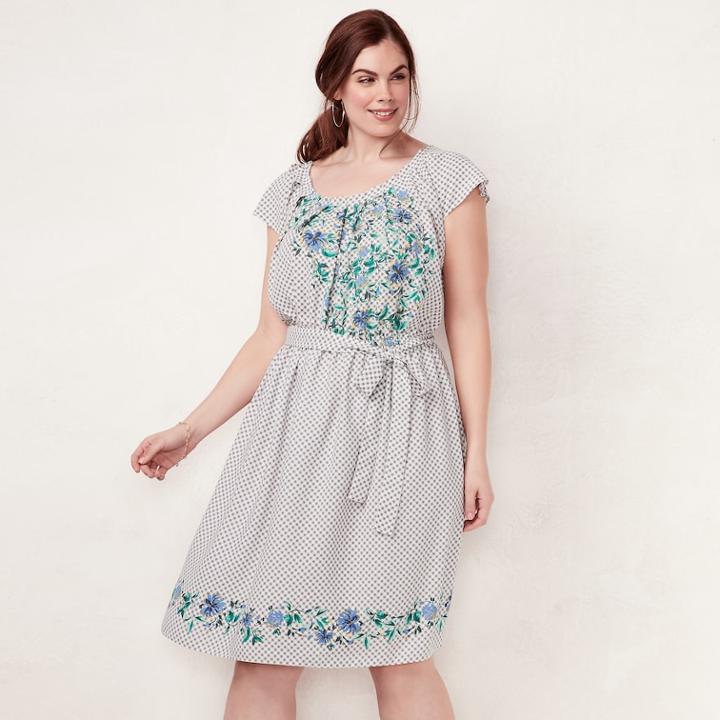 Plus Size Lc Lauren Conrad Floral Pleated Dress, Women's, Size: 1xl, White