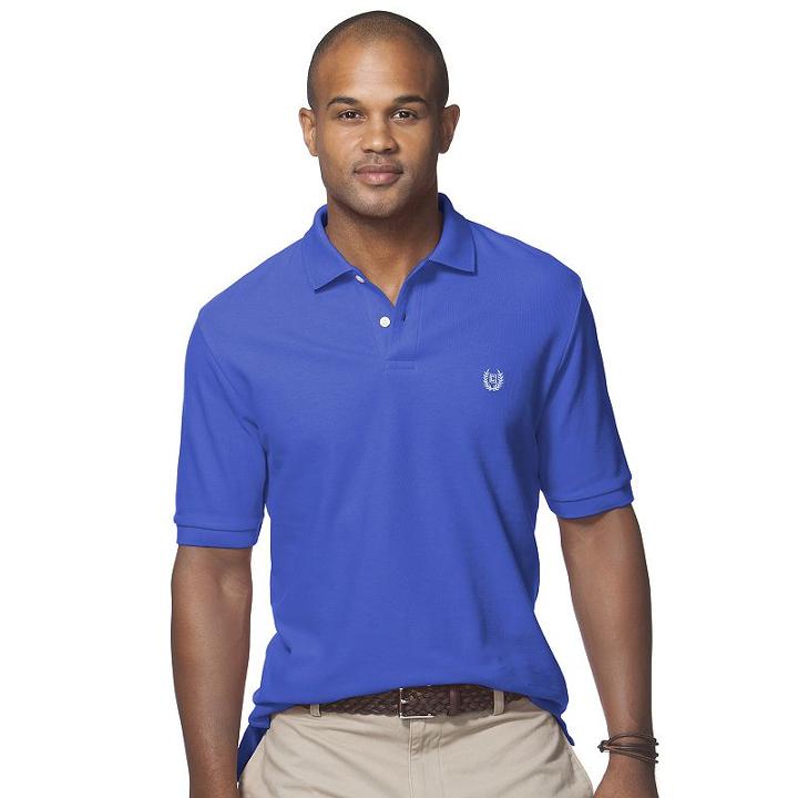 Men's Chaps Solid Pique Polo, Size: Medium, Blue
