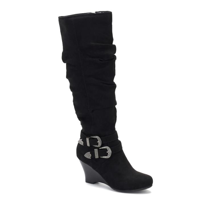 So&reg; Limousine Women's Tall Wedge Boots, Size: 11, Black