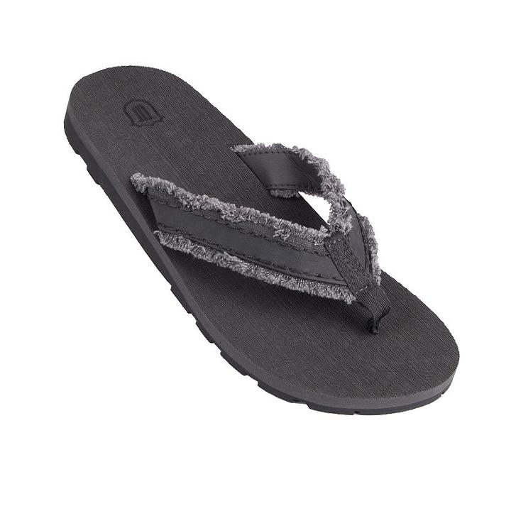 Men's Wembley Frayed Canvas Flip-flops, Size: Large, Grey