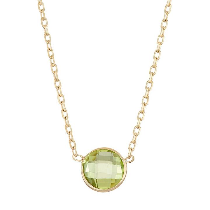 10k Gold Peridot Circle Pendant Necklace, Women's, Size: 17, Green