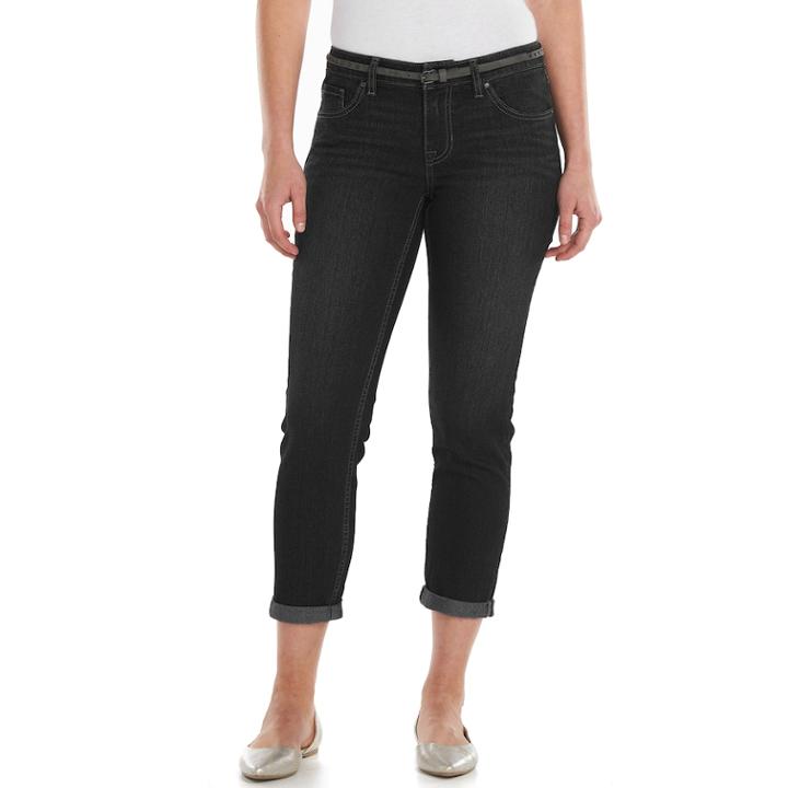 Women's Apt. 9&reg; Modern Fit Cuffed Capri Jeans, Size: 6, Black