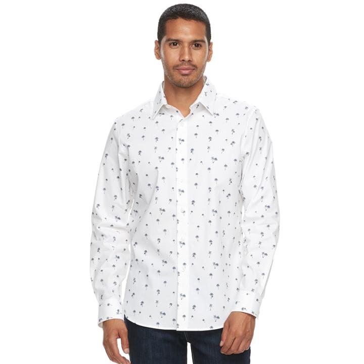 Men's Apt. 9&reg; Premier Flex Slim-fit Stretch Button-down Shirt, Size: Large Slim, White