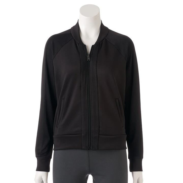 Petite Tek Gear&reg; Performance Bomber Jacket, Women's, Size: M Petite, Black
