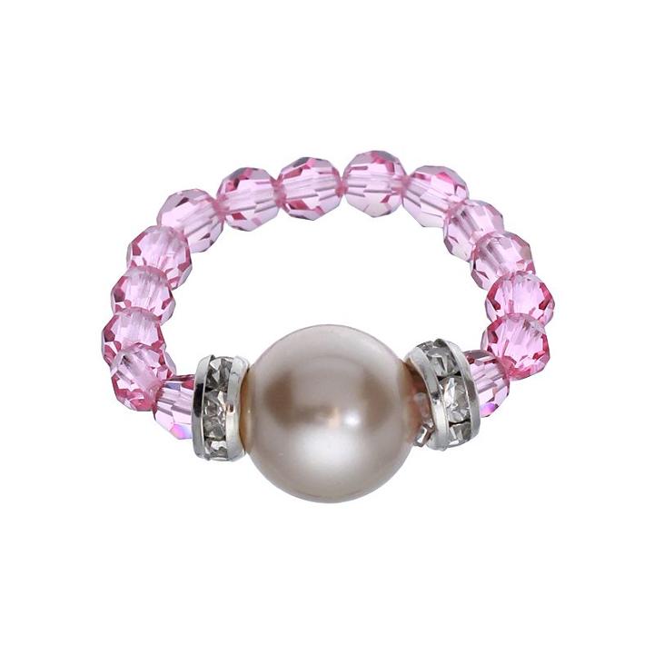 Crystal Avenue Silver-plated Simulated Pearl And Crystal Stretch Ring - Made With Swarovski Crystals, Women's, Red