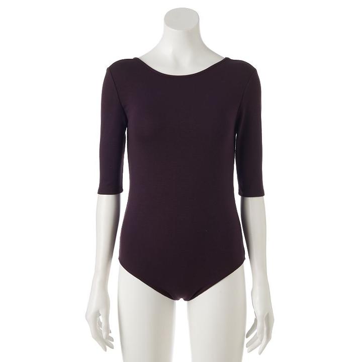 Women's Apt. 9 Solid Bodysuit, Size: Large, Purple