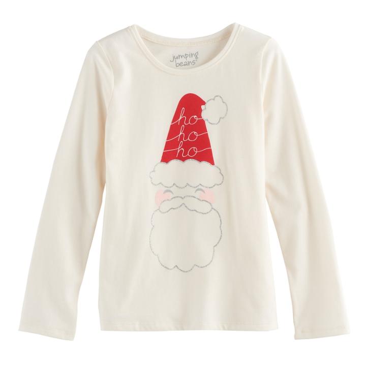 Girls 4-10 Jumping Beans&reg; Holiday Long-sleeved Tee, Size: 8, White Oth