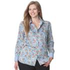Plus Size Chaps Printed No-iron Sateen Shirt, Women's, Size: 1xl, Blue