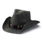 Women's Scala Raffia Beaded Bangkok Outback Cowboy Hat, Black