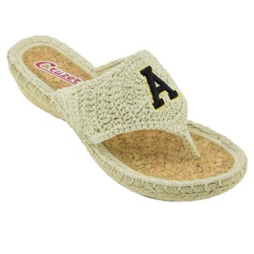 Women's Campus Cruzerz Appalachian State Mountaineers Pregame Flip-flops, Size: 8, Beig/green (beig/khaki)