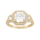 10k Gold Cubic Zirconia Halo Engagement Ring, Women's, Size: 10, White