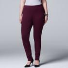 Plus Size Simply Vera Vera Wang Pull-on Ponte Skinny Pants, Women's, Size: 0x, Red