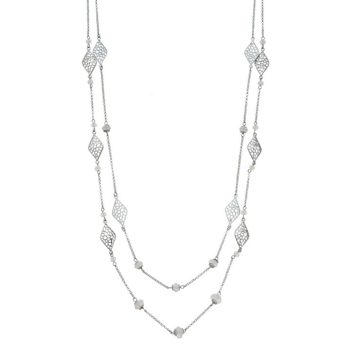 Long Filigree Kite Station Necklace, Women's, White