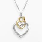 14k Gold Over Silver And Sterling Silver Diamond Accent Motherly Love Linked Heart Pendant, Women's, White