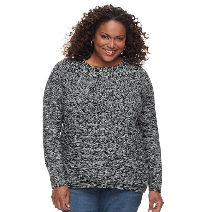 Plus Size Croft & Barrow&reg; Cable-knit Boatneck Sweater, Women's, Size: 3xl, Black