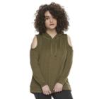 Madden Nyc Juniors' Plus Size Cold-shoulder Hoodie, Girl's, Size: 3xl, Dark Green