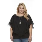 Plus Size Ab Studio Yoryu Popover Necklace Top, Women's, Size: 2xl, Black