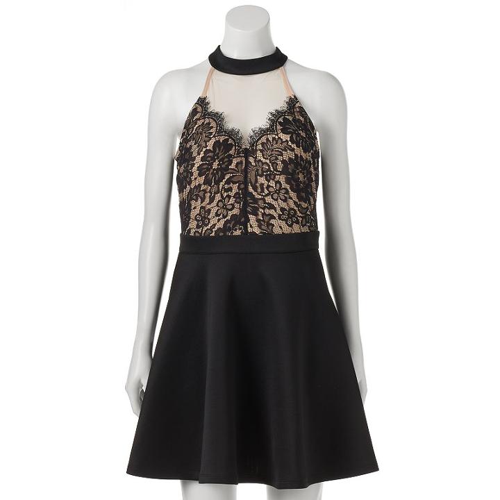 Juniors' Trixxi Lace Scuba Skater Dress, Girl's, Size: Xl, Oxford