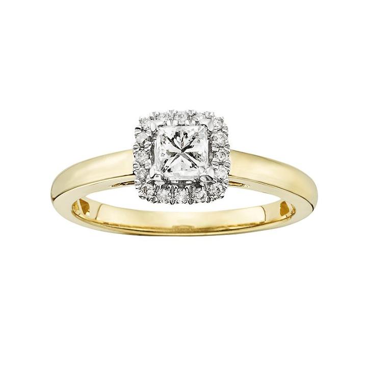 Igl Certified Diamond Square Halo Engagement Ring In 14k Gold (5/8 Ct. T.w.), Women's, Size: 7.50, White