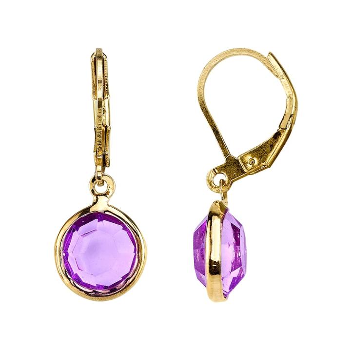 1928 Faceted Circle Nickel Free Drop Earrings, Women's, Purple