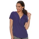 Women's Apt. 9&reg; Zipper Accent Top, Size: Large, Drk Purple