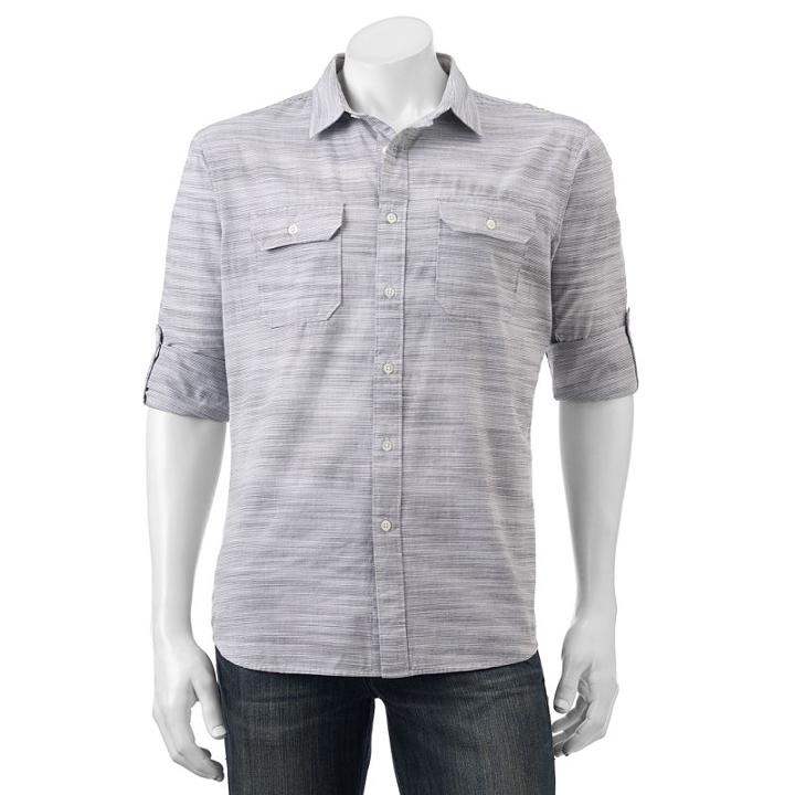 Men's Apt. 9&reg; Modern-fit Plaid Roll-tab Button-down Shirt, Size: Xl, Grey
