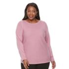 Plus Size Croft & Barrow&reg; Button Shoulder Sweater, Women's, Size: 1xl, Med Pink