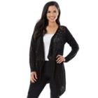 Women's Ab Studio Pointelle Cardigan, Size: Regular, Black