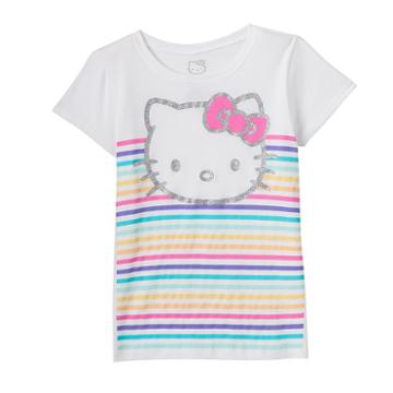 Girls 7-16 Hello Kitty&reg; Rainbow Stripes Tee, Girl's, Size: Medium, White