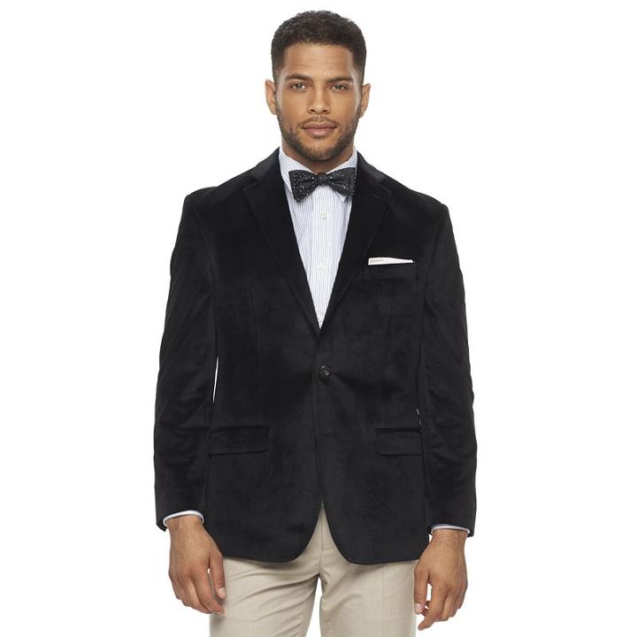 Men's Chaps Classic-fit Velvet Stretch Sport Coat, Size: 44 - Regular, Black
