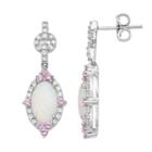 Sterling Silver Lab-created Opal, Pink Sapphire & White Sapphire Drop Earrings, Women's