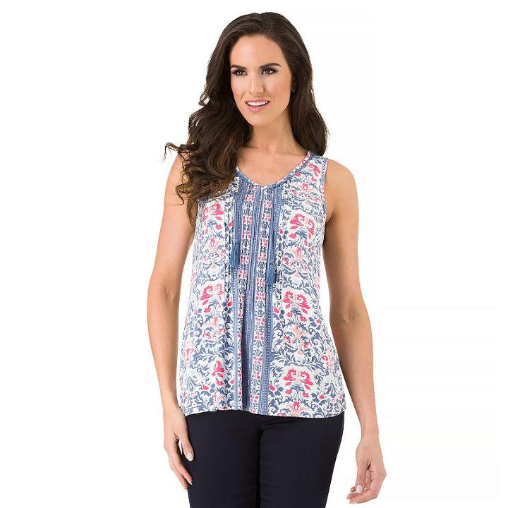 Women's Haggar Tassel V-neck Tank, Size: Medium, Pink Other