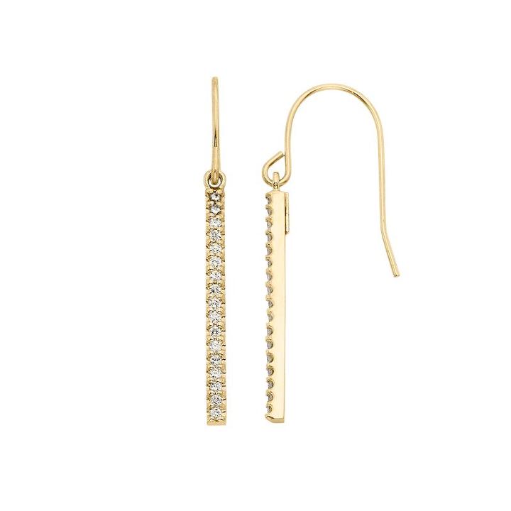 1/4 Carat T.w. Diamond 10k Gold Over Silver Stick Drop Earrings, Women's, White