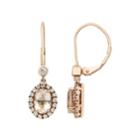 10k Rose Gold Morganite 3/8 Carat T.w. Diamond Leverback Drop Earrings, Women's, Pink