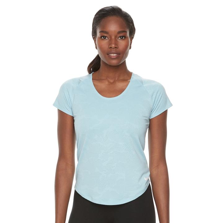 Women's Nike Breathe Running Top, Size: Medium, Light Blue