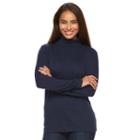 Women's Croft & Barrow&reg; Turtleneck Top, Size: Medium, Blue