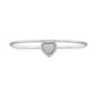 Stella Grace Sterling Silver 1/8 Carat T.w. Diamond Heart Halo Bangle Bracelet, Women's, Size: 7, White