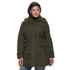 Plus Size Weathercast Hooded Quilted Walker Jacket, Women's, Size: 3xl, Green