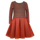 Girls 4-6x Bonnie Jean Striped Mesh Dress, Girl's, Size: 5, Red