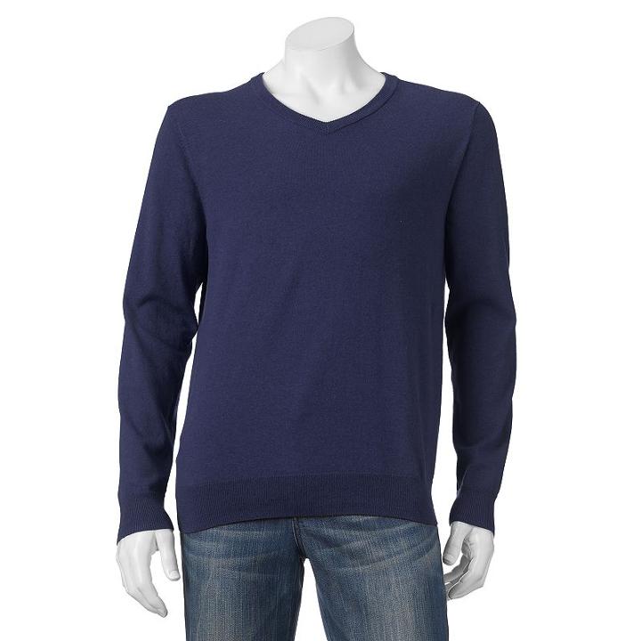 Big & Tall Sonoma Goods For Life&trade; Solid V-neck Sweater, Men's, Size: 2xb, Med Blue