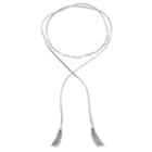 Lc Lauren Conrad Tassel Lariat Necklace, Women's, Grey