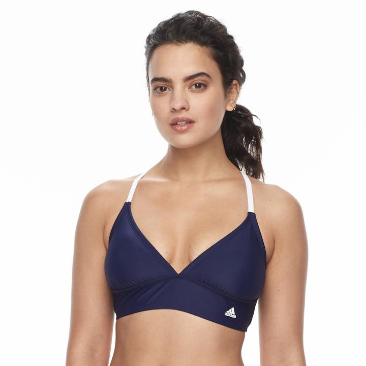 Women's Adidas Core Triangle D-cup Bikini Top, Size: Medium, Blue (navy)