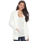 Juniors' So&reg; Rib Sleeve Open Front Cardigan, Teens, Size: Large, White Oth
