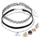 Mudd&reg; Leo, Elephant & Leaf Interchangeable Charm Choker Necklace Set, Women's, Black