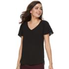 Women's Elle&trade; Flutter Sleeve Tee, Size: Small, Black