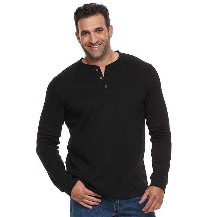 Big & Tall Croft & Barrow&reg; Classic-fit Stretch Henley, Men's, Size: Xl Tall, Black