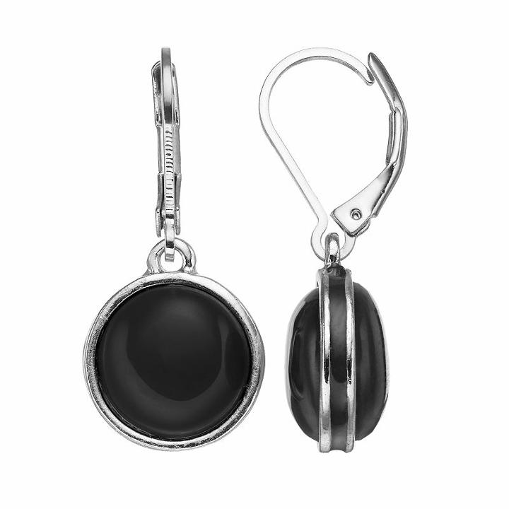 Napier Circle Drop Earrings, Women's, Black