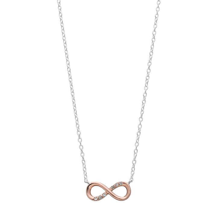 Love This Life Two Tone Sterling Silver Crystal Infinity Necklace, Women's, White
