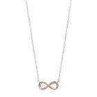 Love This Life Two Tone Sterling Silver Crystal Infinity Necklace, Women's, White