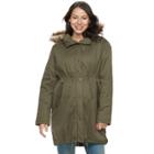 Maternity A Glow Faux-fur Hood Anorak Jacket, Women's, Size: L-mat, Green
